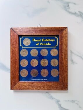 1960s Coats of Arms & Floral Emblems of Canada Shell Oil Framed Coin Collection